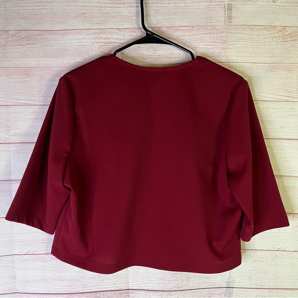 Perceptions New York Maroon/Burgundy Lightweight Cropped Jacket Size Large - Picture 7 of 7
